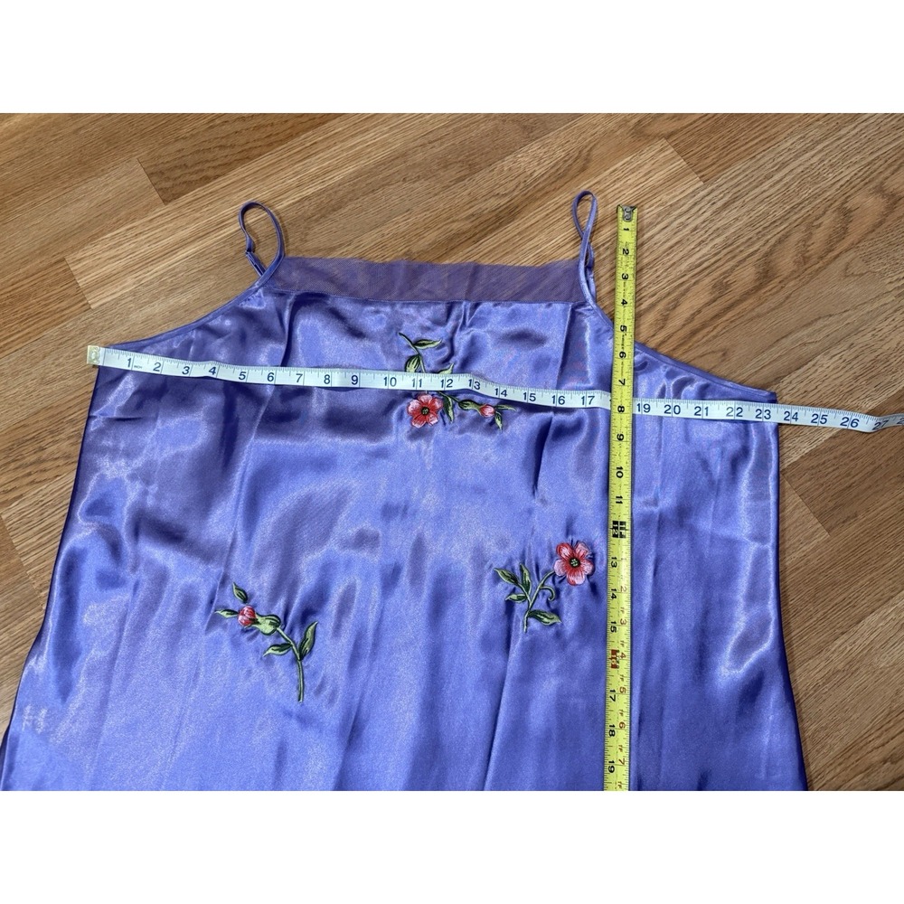 Vintage Roaman's Lavender Purple Floral Nightgown Sleep Satin Slip Dress 1X - Picture 9 of 11